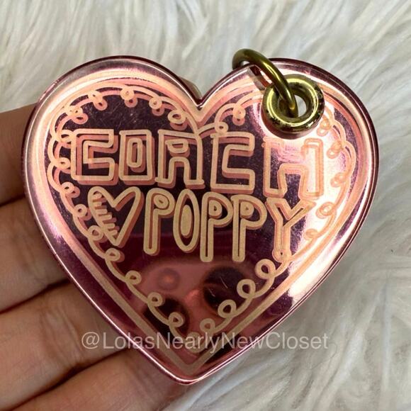 Coach Handbags - 2” COACH POPPY Heart Pink Gold Bag Charm Purse Fob